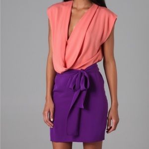 Diane Avon Furstenburg Two Tone Purple and Salmon Mini Dress - Size 4